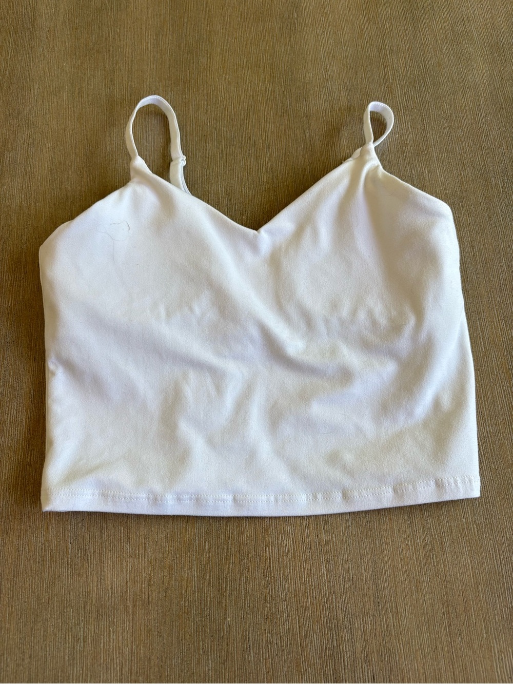 Athleta girl L/12 White V-Neck Adjustable Spaghetti Strap Crop Camisole